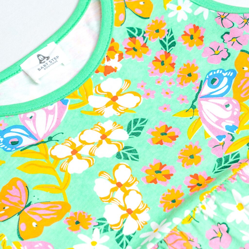 green dress Butterfly Blossoms closer top